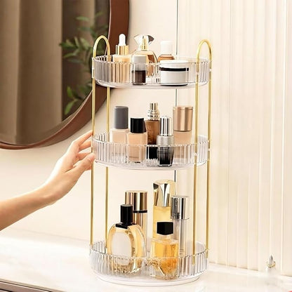 360° Rotating Makeup Organizer, Large Capacity 3 Tier Perfume Skincare Clear - Image 7