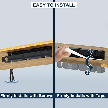 APS Under Desk Cable Management Tray, Two-Pack 16 Inch Black Metal Cord - Image 6