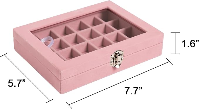 Frebeauty 24 Grid Earring Organizer, Small Velvet Jewelry Tray - Image 3