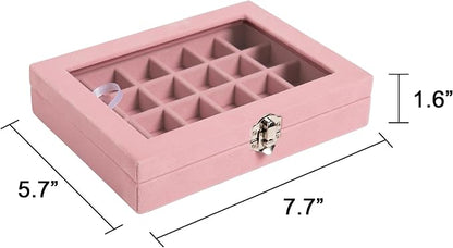 Frebeauty 24 Grid Earring Organizer, Small Velvet Jewelry Tray - Image 3
