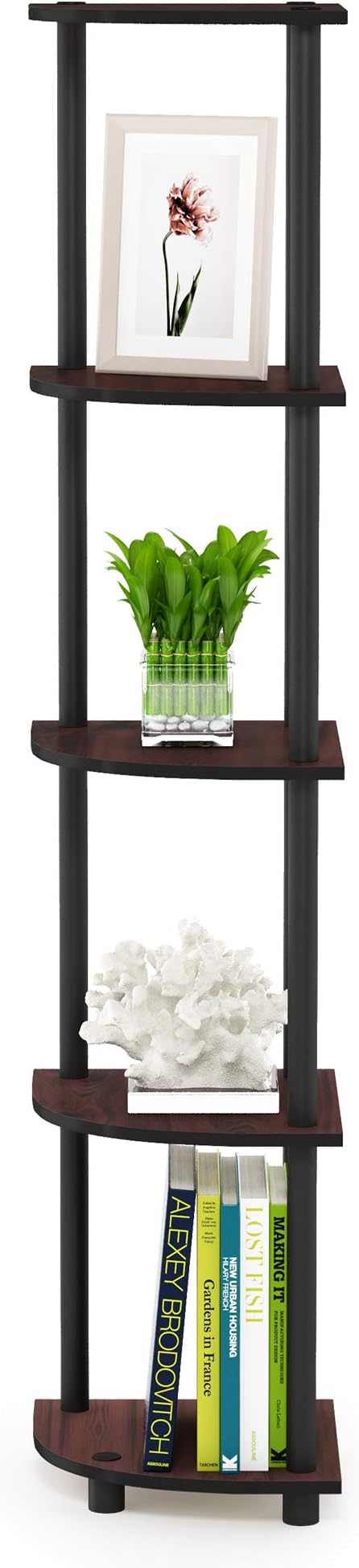 Furinno TURN-N-TUBE Corner Shelf, 5-Tier Corner Bookshelf, Open Storage Shelves - Image 6