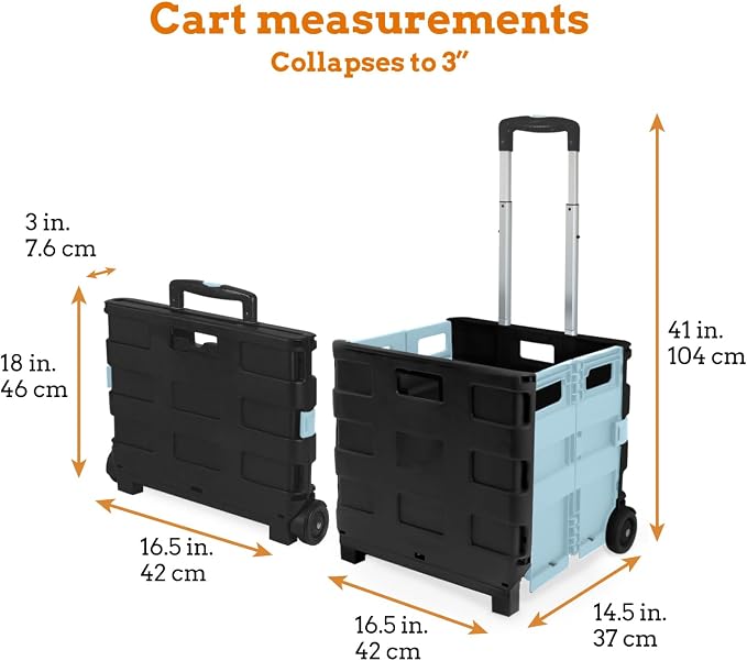 Ultra-Slim Rolling Collapsible Storage Pack-N-Roll Utility-carts, - Image 2