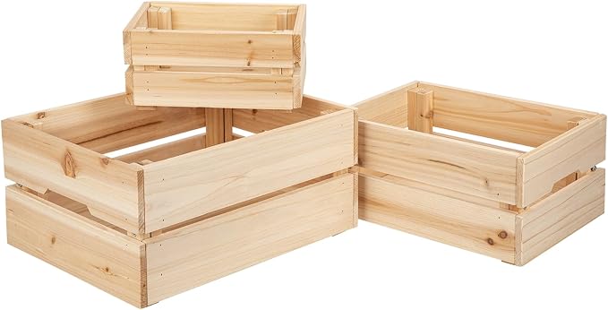 Oairse Set of 3 Rustic Wooden Storage Crates - Image 8