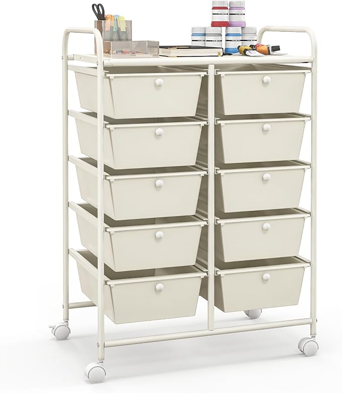 Giantex 10 Drawers Rolling Cart, Classroom Organizers, Storage Cart by Giantex