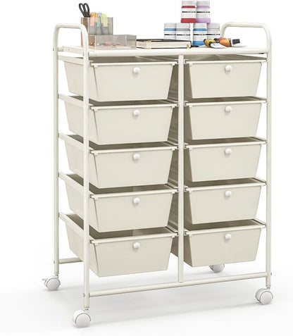 Giantex 10 Drawers Rolling Cart, Classroom Organizers, Storage Cart by Giantex