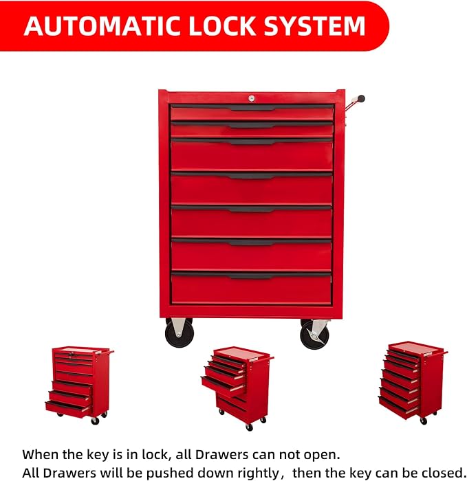 7-Drawer Rolling Tool Chest Cabinet, Large Capacity Metal Tool Box - Image 5
