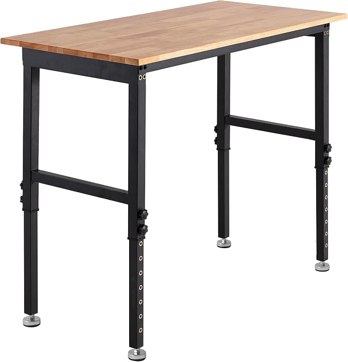 VEVOR Adjustable Workbench, 1500 lbs Capacity, 48 x 24 Inch Oak Wood Top - Image 9