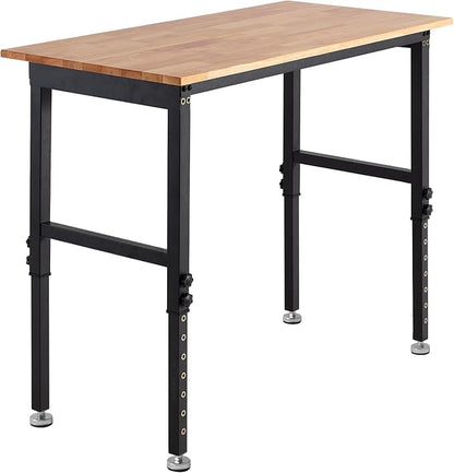 VEVOR Adjustable Workbench, 1500 lbs Capacity, 48 x 24 Inch Oak Wood Top - Image 9