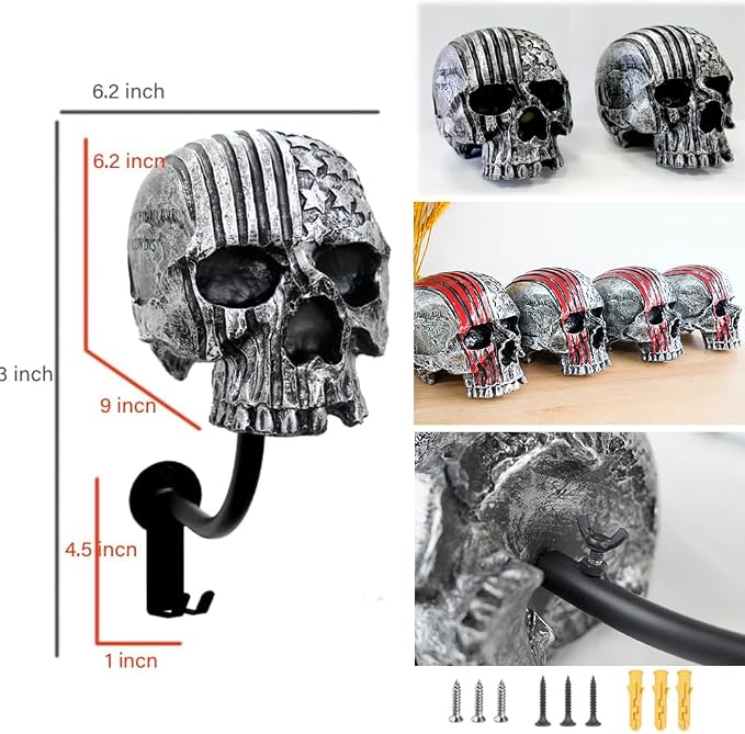 Helmet Holder, Skull Helmet Holder Wall Mount Helmet Rack - Image 3