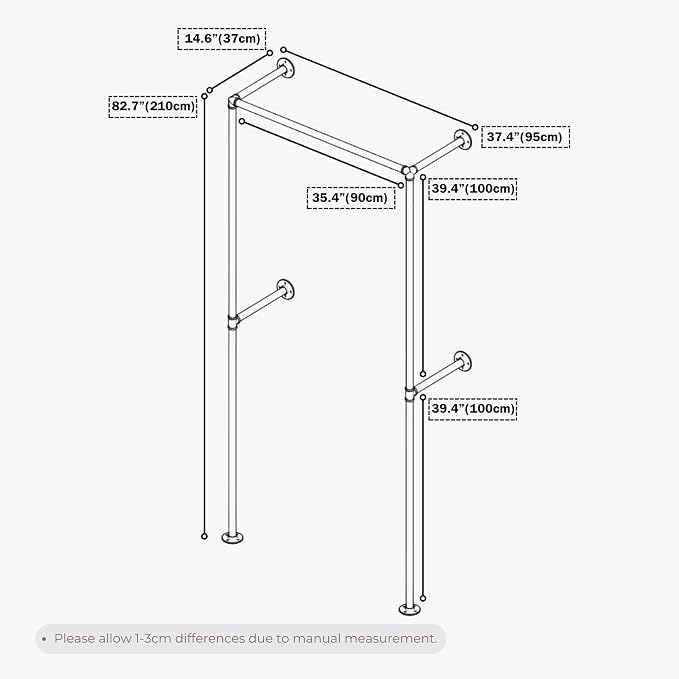 Industrial Pipe Clothing Rack, Heavy Duty Wall Mounted Clothes Rack, Retail - Image 7