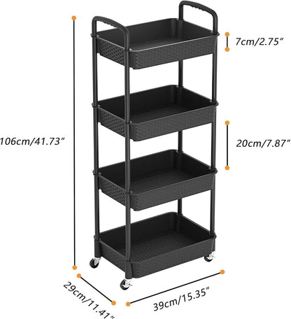 MOYIPIN 4-Tier Plastic Rolling Utility Cart - Image 3