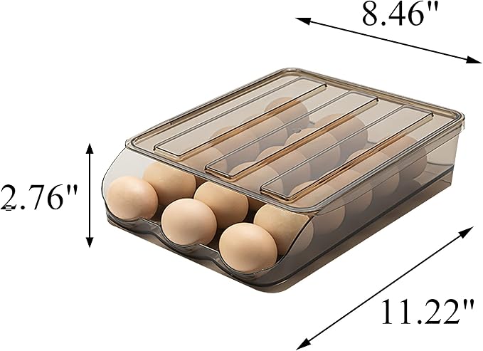 Egg Holder for Refrigerator Auto Scrolling Organizer Plastic Stackable Storage - Image 7