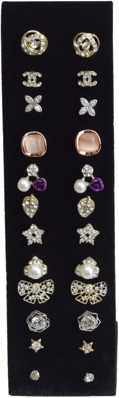 MOOCA PremiumBlack Velvet Adjustable Earring Display Stand Showcase Jewelry - Image 4