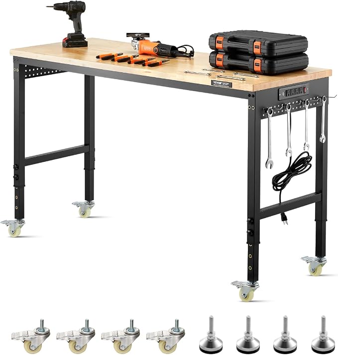 VEVOR Adjustable Workbench, 60 Inch Work Bench by VEVOR