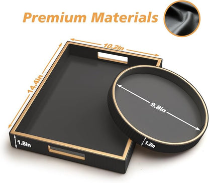 SANZIE Leather Tray Desktop Storage Organizer Premium Serving Tray Decorative - Image 4