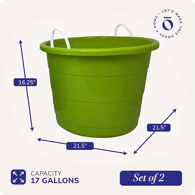 Homz 2 Pack of 17 Gallon Storage Buckets, Durable Plastic Containers, Sturdy - Image 6