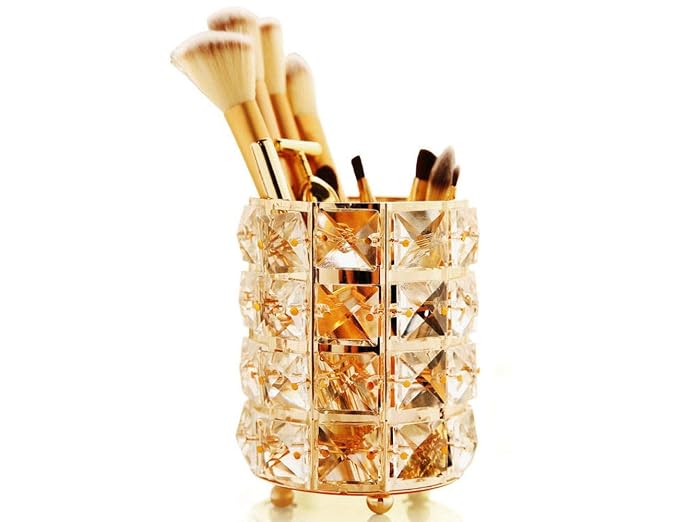 Golden Crystal Makeup Brushes Holder Organizer - Image 2