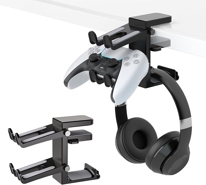Adjustable Headphone Stand Desk-Sided Clamp Headphone Hanger by Liboer