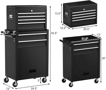 Goplus Rolling Tool Chest, 6-Drawer Tool Box Organizer w/Auto Locking System & - Image 3