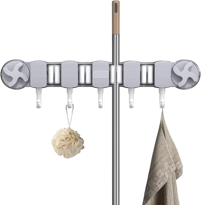 Broom Holder - Wall Mount Rack, Suction Utility Stand, Sturdy Easy Install - Image 8