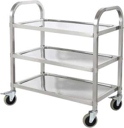 tonchean Stainless Steel Utility Cart 400 lbs Capacity 3 Tier Restaurant Carts - Image 9