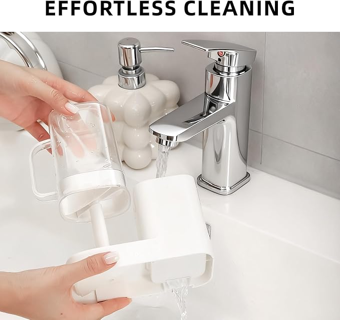 Toothbrush Holder with Cup/Cover Contains 2 Slots, Bathroom Counter Organizer - Image 5