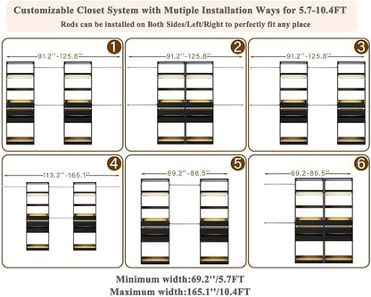 Closet System Set of 2, 5.7-10.4FT Closet Organizer System - Image 4