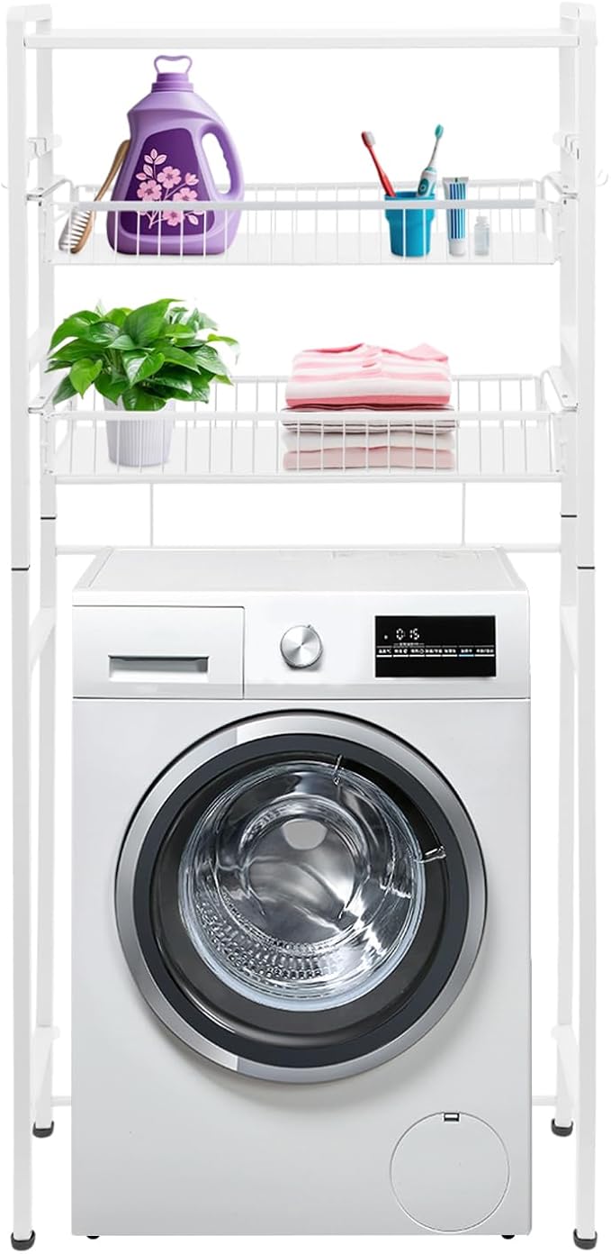 Over Washer and Dryer Storage Shelves, 3-Tier Washing Machine Organizer Rack by Unknown