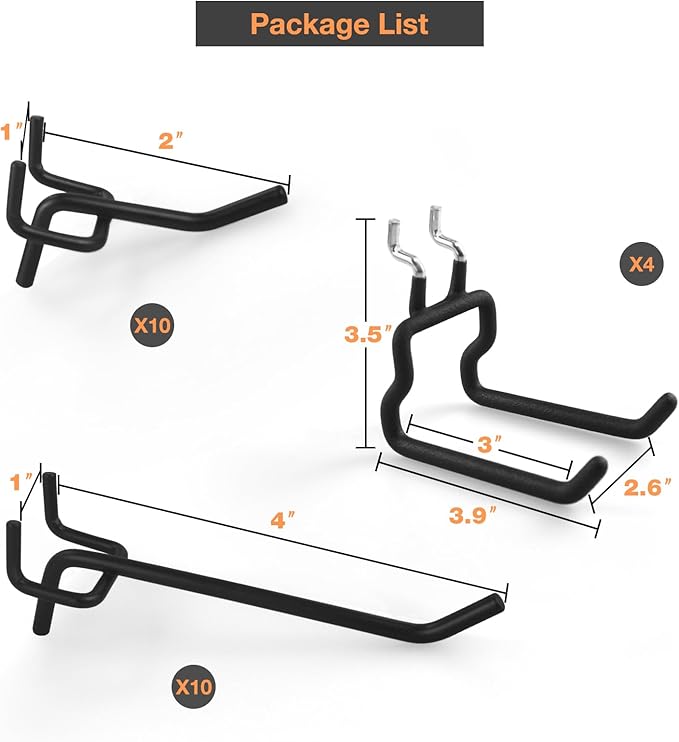 G.CORE 24-Pack Pegboard Hooks, Heavy Duty Metal Shelving Brackets, Wall - Image 2