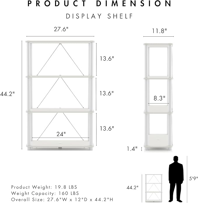 Homes: Inside + Out Apexa Modern 4-Tier Wide Shelving Units, Collectibles - Image 3