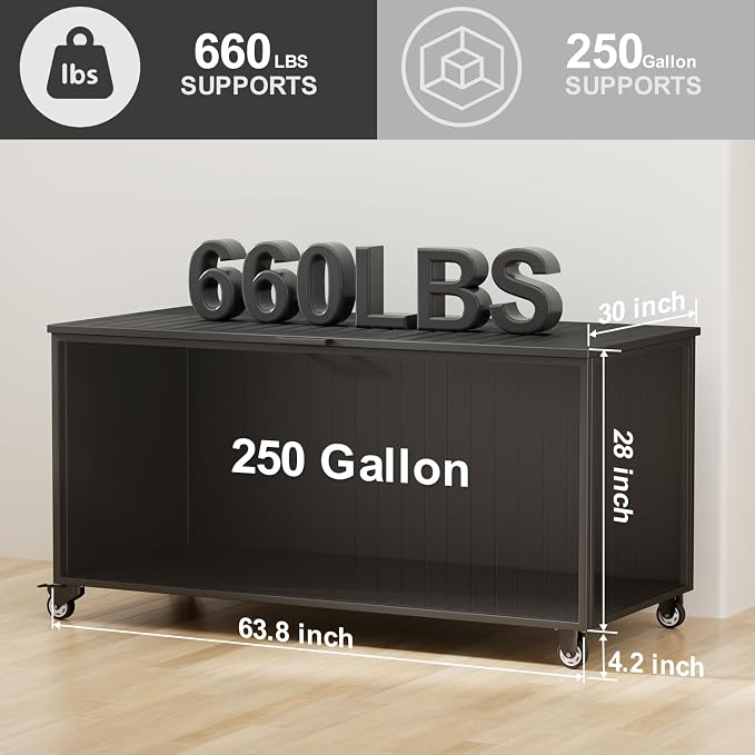 Outdoor Storage Box with Wheels 250 Gallon, Metal Deck Boxes Waterproof - Image 3