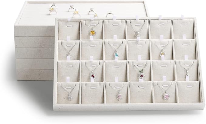 Oirlv Stockable 24 Grids Insert Jewelry Tray Pendant Earrings Storage Trays - Image 7