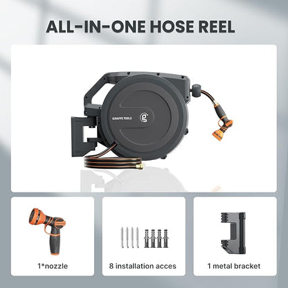 Giraffe Tools PRO Heavy Duty Retractable Garden Hose Reel - 78ft 1/2 Inch Auto - Image 2