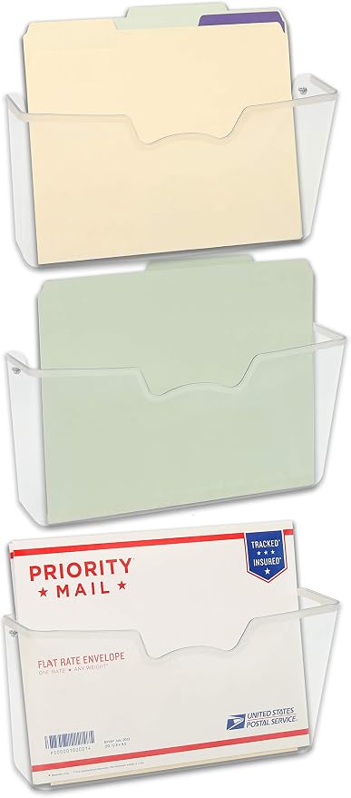 Simple Houseware Clear Wall Mount Single Pocket Hanging File Holder - Image 4