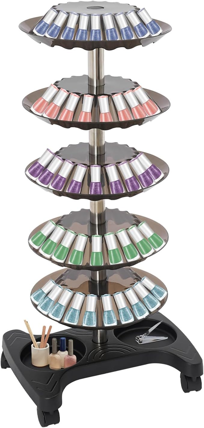 5-Tier Polish Carousel, 120-Bottle Cosmetic Tower w/Stainless Steel Core by Unknown