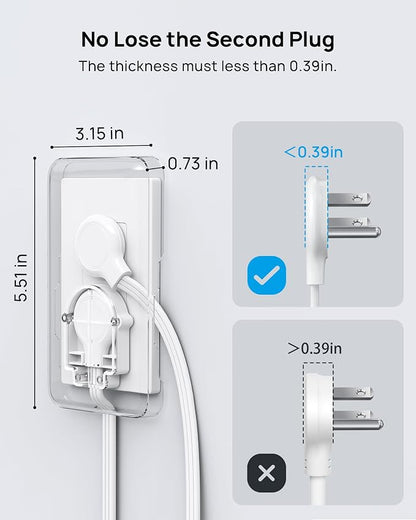 TROND Flat Power Strip with Outlet Cover - 10FT Long Extension Cord with 8 AC - Image 9