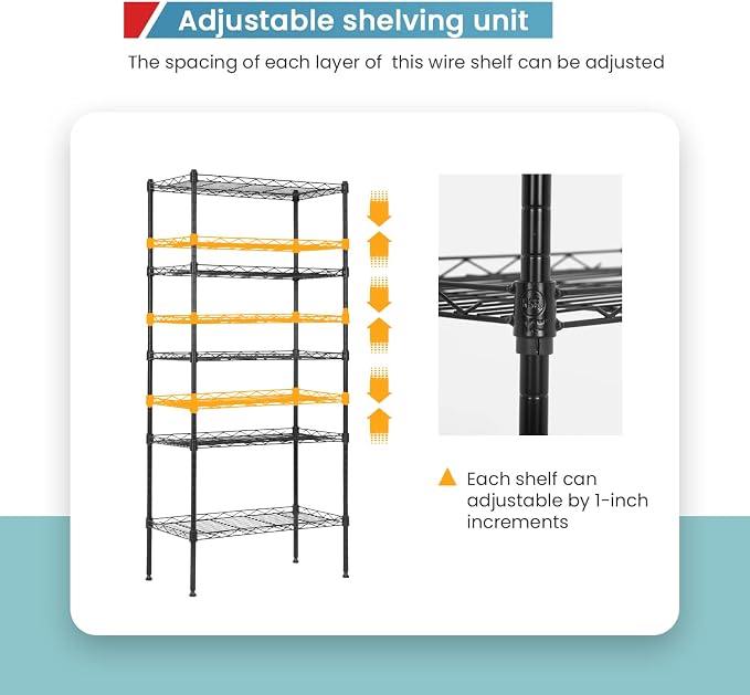BestOffice Adjustable NSF-Certified Metal Shelf Wire Shelving Unit Storage - Image 5