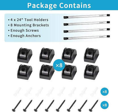 4 Pieces 24" Magnetic Tool Holder Strip, Stainless Steel Surface Tool Magnet Bar - Image 7