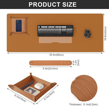 DAWNTREES Dual Sided Desk Mat, Leather Desk Pad, Cork Desk Mat Protector - Image 3