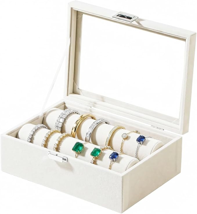 Bracelet Display Holder with Clear Lid, Jewelry Storage Organizer Box Case with by Unknown