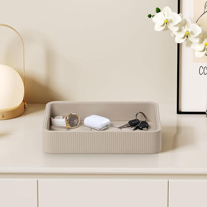 PU Leather Valet Tray Organizer, Modern Nightstand Organizer Bedside Desktop - Image 6