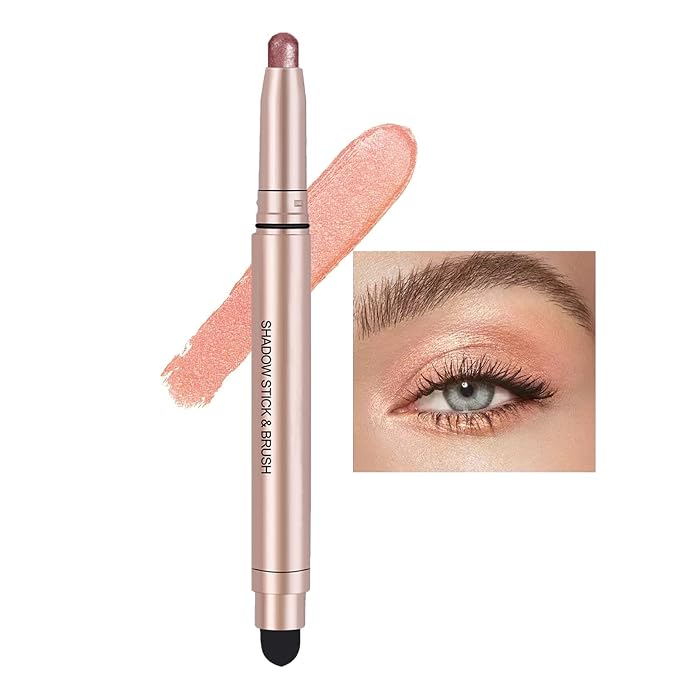 Eyeshadow Stick Rose Gold, Cream Shimmer Eyeshadow Pencil Makeup, High Pigment - Image 2