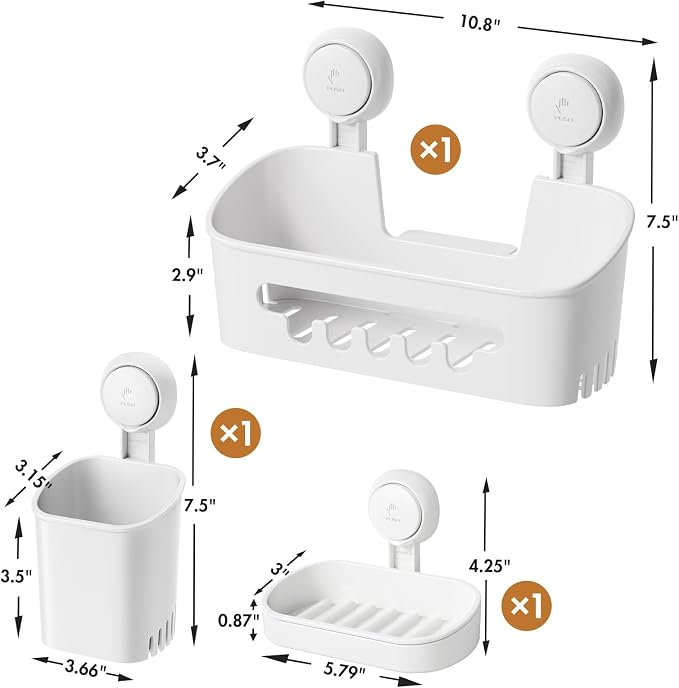 LEVERLOC Shower Caddy Suction Cup Set Shower Organizer & Soap Holder & - Image 8