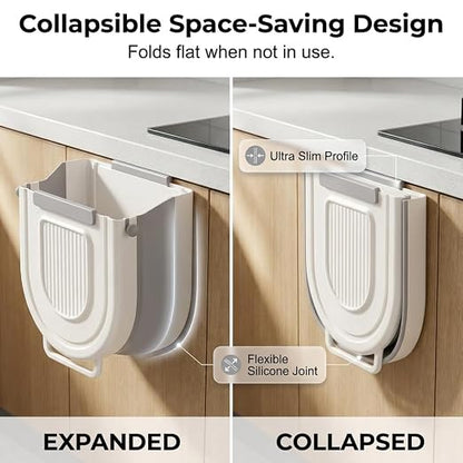 Multipurpose Hanging Collapsible Trash Can，Beige：8.5*8.7*4.9in-1.84Gal | - Image 4
