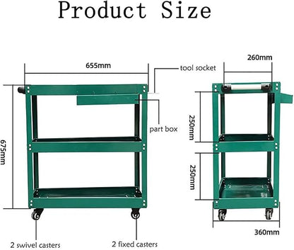 ICEMOB Utility Service Cart, 3-Tier Commercial Tool Cart Mobile Work Table - Image 6