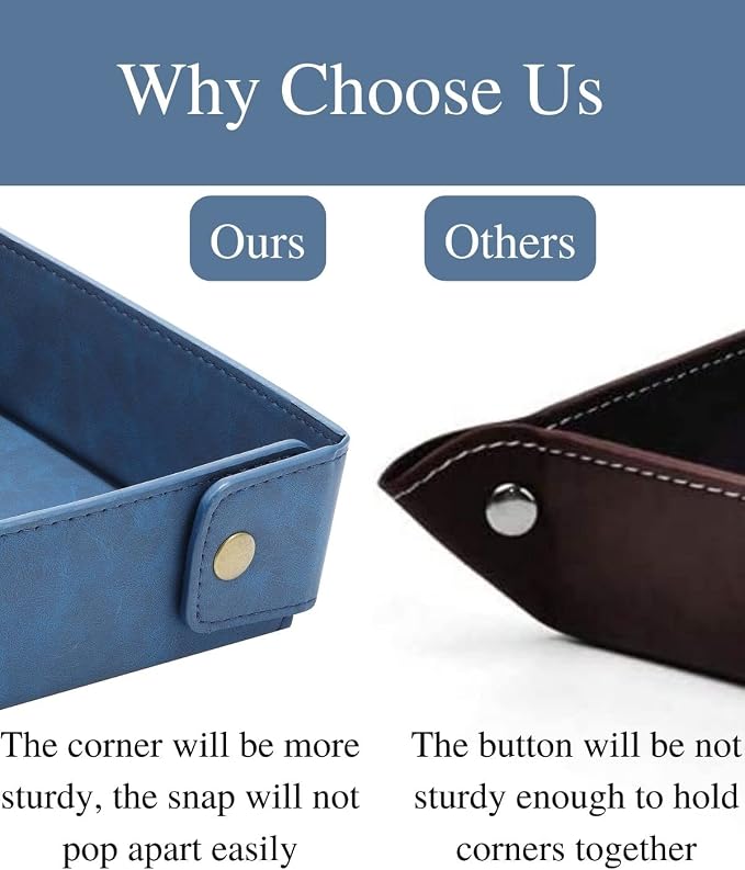 CASIRENA Father's Day Gifts Faux Leather Valet Tray Organizer - Image 3