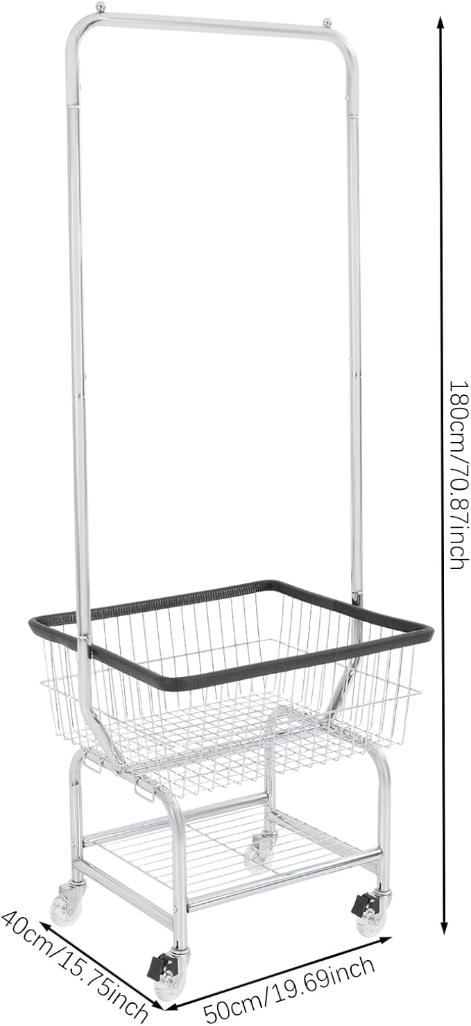 Laundry Cart, Steel Wire Laundry Cart, Laundry Basket - Image 4