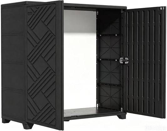 KINYING Outdoor Storage Cabinet Waterproof, 60 Gallon Resin Outdoor Storage Shed by KINYING