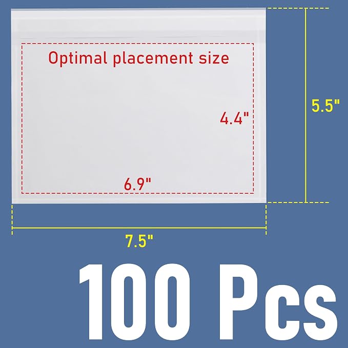 L LIKED 100 PCS 7.5'' x 5.5'' Packing List Envelopes, Adhesive Label Pouches - Image 2