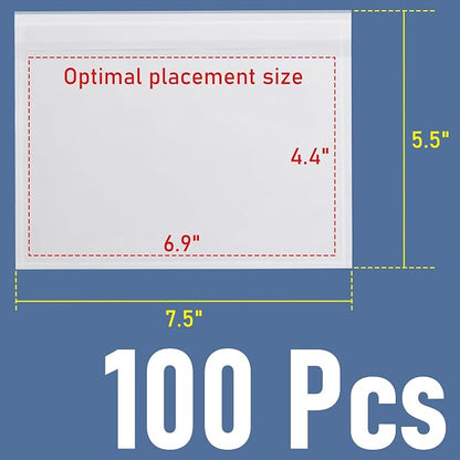 L LIKED 100 PCS 7.5'' x 5.5'' Packing List Envelopes, Adhesive Label Pouches - Image 2